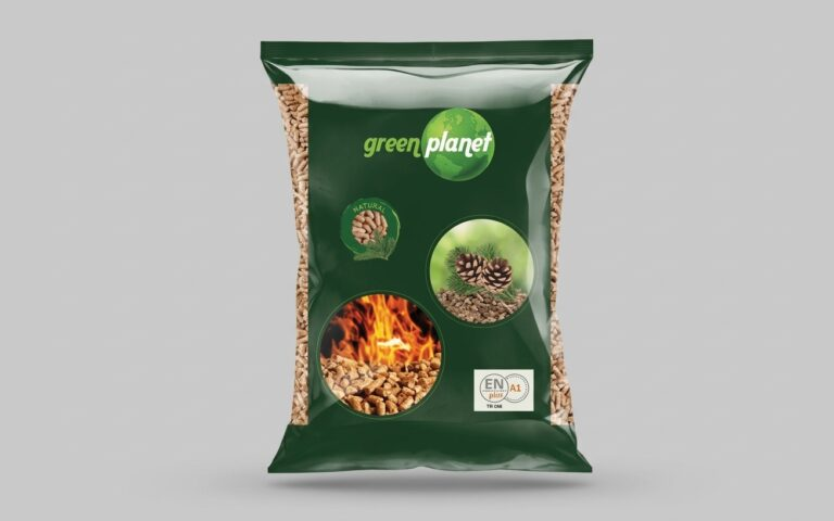 Sacco verde di pellet di legno Green Planet da 15 kg